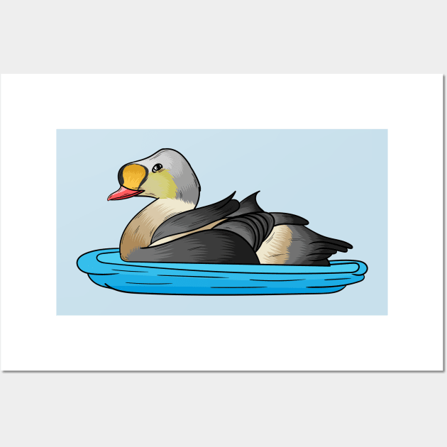 King eider bird cartoon illustration Wall Art by Cartoons of fun